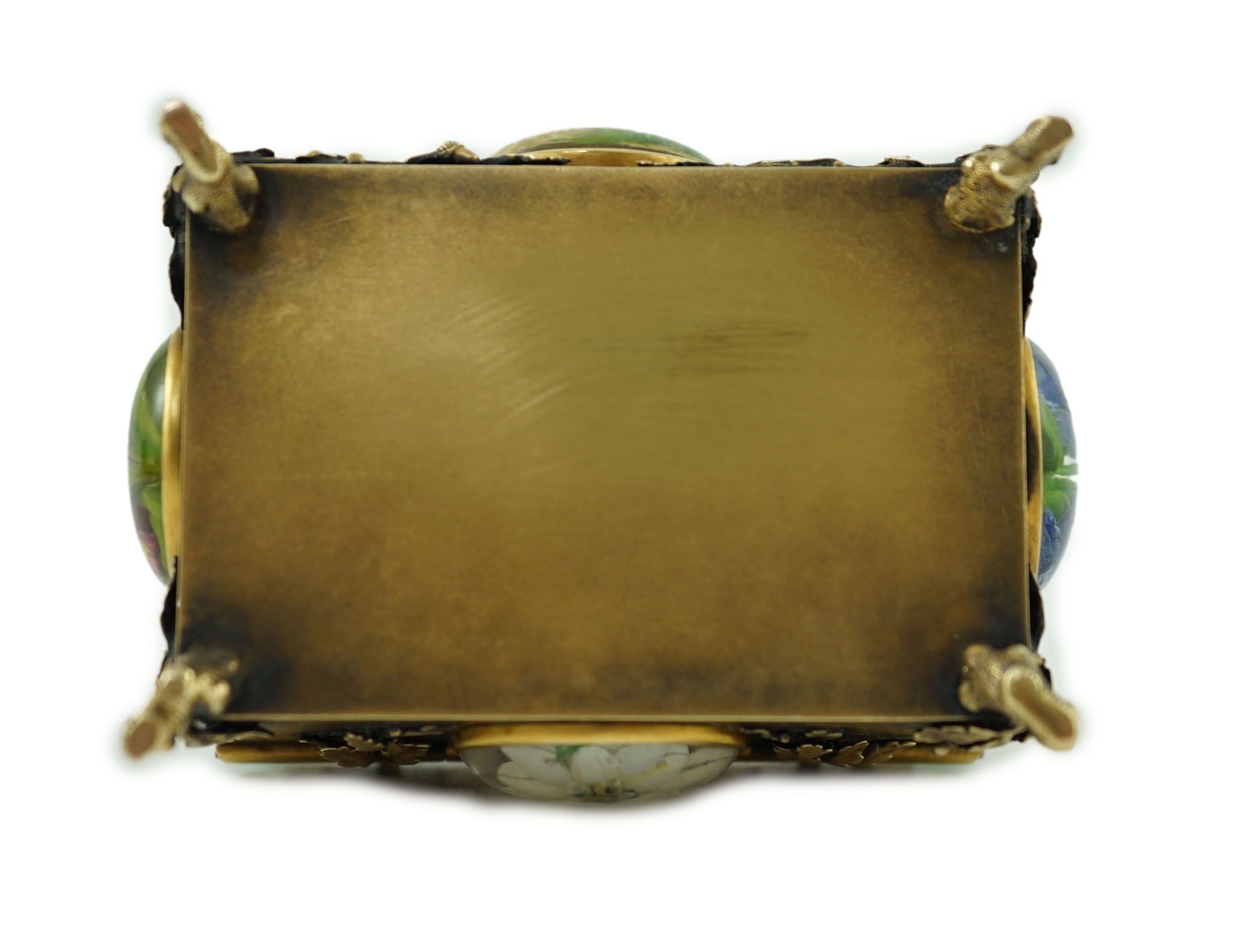 A late 19th/early 20th century Viennese gold, chrysoprase and Essex crystal set small trinket casket, by Josef Siess Sohne, (1895-1922)